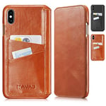 KAVAJ iPhone XS Max 6.5" Case Leather Dallas Cognac-Brown, Supports Wireless Charging (Qi), Slim-Fit Genuine Leather iPhone XS Max Wallet Case Leather Bumper Case with Business Card Holder Cover
