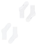 ESPRIT Women's Fine Dot 2-Pack Socks, Cotton, White (Raw White 2100), 5.5-8 (Pack Of 2)