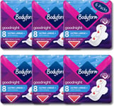 Bodyform Ultra Goodnight Sanitary Towels with Wings Women, Super Heavy Flow of 8