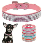 H87yC4ra Rhinestone Adjustable Pet Collar, Soft Faux Leather Diamond Necklace for Chihuahua Dog Necklet Puppy Pet Decor Supply Pet Accessory Black S