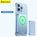 5000mAh Bleu-Banque D'alimentation Magnétique Sans Fil Pour Apple, Chargeur Externe, Batterie Auxiliaire, Mac