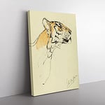 Big Box Art Study of A Tiger Vol.2 by John Macallan Swan Canvas Wall Art Print Ready to Hang Picture, 76 x 50 cm (30 x 20 Inch), Beige, Cream, Brown