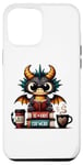 Coque pour iPhone 15 Pro Max Des livres à lire avec un petit dragon drôle, soyez gentil, restez un amateur de livres étrange