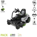 Ego Power+ - Tracteur Tondeuse électrique ZT4201ES, coupe 107 cm, 6 batteries de 10Ah et chargeur mural inclus