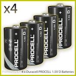 4 x Duracell D Size Procell Industrial Alkaline Batteries LR20 MN1300 D Cell UK