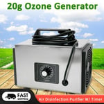 20000mg Ozone Generator Machine w/ Timer Air Disinfection Purifier 220V UK plug