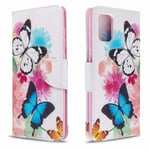 LEMORRY Samsung Galaxy A71 / SM-A715F Case Leather Flip Wallet Pouch Slim Fit Bumper Protection Magnetic Strap Stand Card Slot Soft TPU Cover for Samsung Galaxy A71 / SM-A715F, Butterflies
