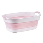 Collapsible Laundry Basket Plastic Large: Washing Tub Foldable Dog Bath Folding Flat Bowl Clothes Hamper Bucket Pop Up Bin Retractable Basin Storage Containers For Kitchen Bathroom 60x40x22cm Pink