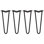 4x Premium Hairpin Table Legs + FREE Screws AND Protector Feet 14" 2 Prong Black