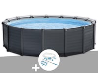 Kit piscine tubulaire Intex Graphite ronde 4,78 x 1,24 m + Kit d'entretien