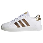 adidas Boy's Grand Court 2.0 Sneaker, Ftwr White Ftwr White Matte Gold, 10 UK
