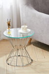 Hourglass Round Glass Small Sofa Side Table