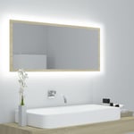 vidaXL badeværelsesspejl m. LED-lys 100x8,5x37 cm spånplade sonoma-eg