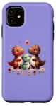Coque pour iPhone 11 Purple Cute Dinosaur Family Love Heart Kids Day