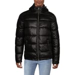 GUESS Men's Midweight Puffer Jacket Down Alternative Coat, Black, S