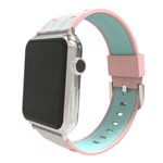 Apple Watch Series 4 44mm silicone watch band - Pink Outer / Cyan Inside Flerfärgad