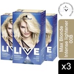 3pk Schwarzkopf Live Intense Colour Permanent or Semi-Permanent Hair Dye