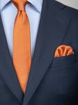 Smal rostorange slips & näsduk 100% siden