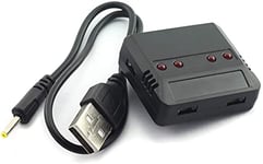 YUNIQUE GREEN-CLEAN-POWER - Chargeur USB Universel 1 à 4 pour Drone | Compatible avec Hubsan, Wltoys, UDI, JXD, Syma, Holy Stone | Noir, Plastique | Idéal pour Batteries Lipo 3.7V