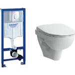 Komplet pakke med Laufen Pro væghængt toilet, GROHE cisterne, trykknap og softclose sæde