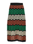 Second Female Wave Knit Skirt Knälång Kjol Multi/mönstrad [Color: BLARNEY ][Sex: Women ][Sizes: XS,S ]