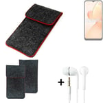 Case for Realme C31 dark gray red edges Cover + earphones