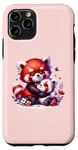 Coque pour iPhone 11 Pro Adorable panda rouge et bébé câlin sur un vert