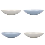 KitchenCraft Pasta Bowls Set of 4 in Gift Box, Ideal for Ramen and Rice, Lead Free Glazed Stoneware, Blue / Cream, 22cm