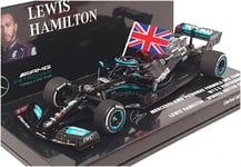 Minichamps 1/43 Scale 410 211144 - F1 Mercedes AMG Petronas Hamilton UK Flag