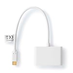 USB Multi-Port Adapter | USB 3.2 Gen 1 | USB-C Hane | 2x USB-A | 5 Gbps | 0.20 m | Rund | Nickelplaterad | PVC | Vit | Plastpås