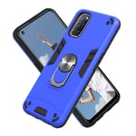 HAOTIAN Case for OPPO A52/A72, Hybrid Armor Defender Dual Laye Anti-Scratch Kickstand & Flexible Ring Grip, Military Grade Shockproof Thin Silicone Hard Phone Cover, Blue