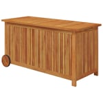 Coffre boîte meuble de jardin rangement avec roues 113 x 50 x 58cm bois acacia