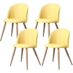 MADE4US MAEVA - Lot de 4 chaises scandinave Tissu Jaune pieds en métal design salle a manger salon 52 x 48 79 cm