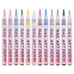 12 st Nail Art Målade Pennor Diy Nail Art Pennor Nagellack Pennor Nail Point Graffiti Pennor(13.5x1.1cm,Assorterad Färg)