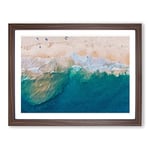 Beach In Punta Cana Dominican Republic Modern Art Framed Wall Art Print, Ready to Hang Picture for Living Room Bedroom Home Office Décor, Walnut A2 (64 x 46 cm)