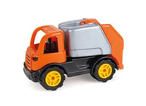 Lena 1264 Workies Camion poubelle 14 cm, véhicule jouet en plastique ABS, voiture à ordures avec compartiment de chargement basculant, pneus en caoutchouc et essieux en acier galvanisé, pour enfants à