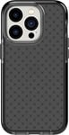 tech21 iPhone 14 Pro Evo Check - Coque de Protection Fine et Absorbant Les Chocs avec Protection FlexShock Multi-Chutes de 4,9 m et Boutons supplémentaires - Noir fumé
