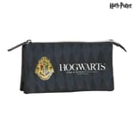 Penalhus Harry Potter Hogwarts Tredobbelt Harry Potter Sort Grå (22 x 12 x 3 cm) (22 x 3 x 12 cm)