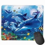 Blue Sea World Coral Dolphin Funny Mouse Pad with Stitched Edges Non-Slip Rubber Base Desk Mat Mousepad Gaming Mouse Pads for Laptop Computer & PC Work Home