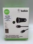 Car Charger Adapter Usb-C 15W Belkin F7U005bt04-BLK USB With Usb-C Cable
