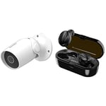 AKASO B60 Outdoor Security Camera, 1080P Waterproof Wifi CCTV Bullet Camera with Night Vision & Kukayi Bluetooth Headphones Wireless Earbuds Hifi Stereo Bluetooth 5.0 Earphones