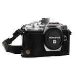 MegaGear MG1350 Etui avec Bandoulière/Accès Batterie en Cuir pour Appareil Photo Olympus Om-D E-M10 Mark III Noir