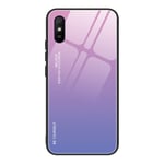 VGANA Case Compatible for Xiaomi Redmi 9AT, Slim Scratch-Resistant Gradient Glass Phone Shell, Stylish TPU Soft Silicone Anti-Fall Cover. Pink/purple