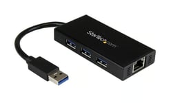 Startech 3 Port Portable USB 3.0 Hub With Gigabit Ethernet