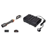 WORX NITRO 18V Cordless Leaf Blower, PowerShare, Brushless Motor 2.0, Max. 209km/h Air Speed, 2-Speed Control, 1pc 4.0Ah Battery, 1pc Charger Included & WA3883 20V Dual Port Fast Battery Charger