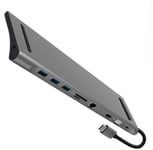 USB C Hub for Type C Interface Devices, Multi-function 10 in 1 Hub USB Type-C Docking Station for MacBook Pro 2016 HUB to HDMI/VGA/SD/TF/RJ45/USB 3.0/3.5mm Audio Ports USB-C Female Converter (Gray)