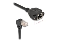 Delock - Nätverksförlängningskabel - Rj-45 (Hane) Vinklad Till Rj-45 (Hona) Skruvbar - 25 Cm - 6 Mm - S/Ftp - Cat 6A - Startad, Halogenfri - Svart