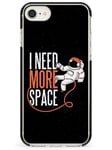 I Need More Space Black Impact Impact Phone Case for iPhone 7 Plus, for iPhone 8 Plus | Protective Dual Layer Bumper TPU Silikon Cover Pattern Printed | Quote Funny Space Astronaut Humour