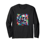 Skull With Headphones Rock Music Graphic Long Sleeve T-Shirt