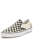 Vans Classic Checkerboard Slip-On Plimsolls - Black/White, Black/White, Size 8, Men